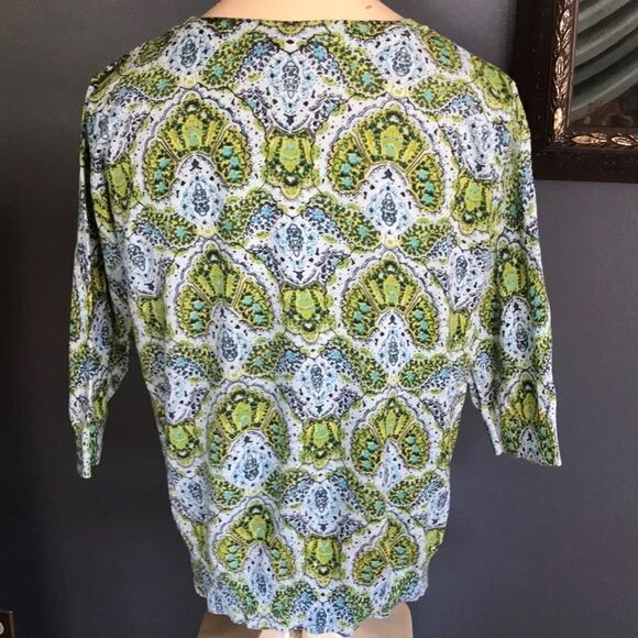 joe fresh shades of blue/lime lightweight sweater - Picture 4 of 5